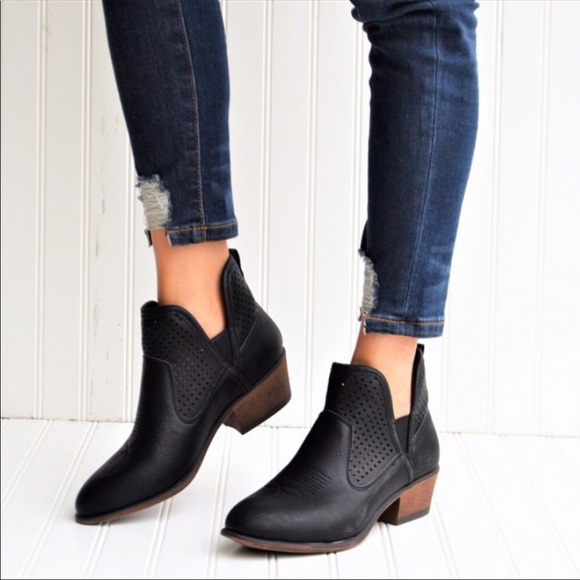 Shoes - New Black Vegan Leather Ankle Boot